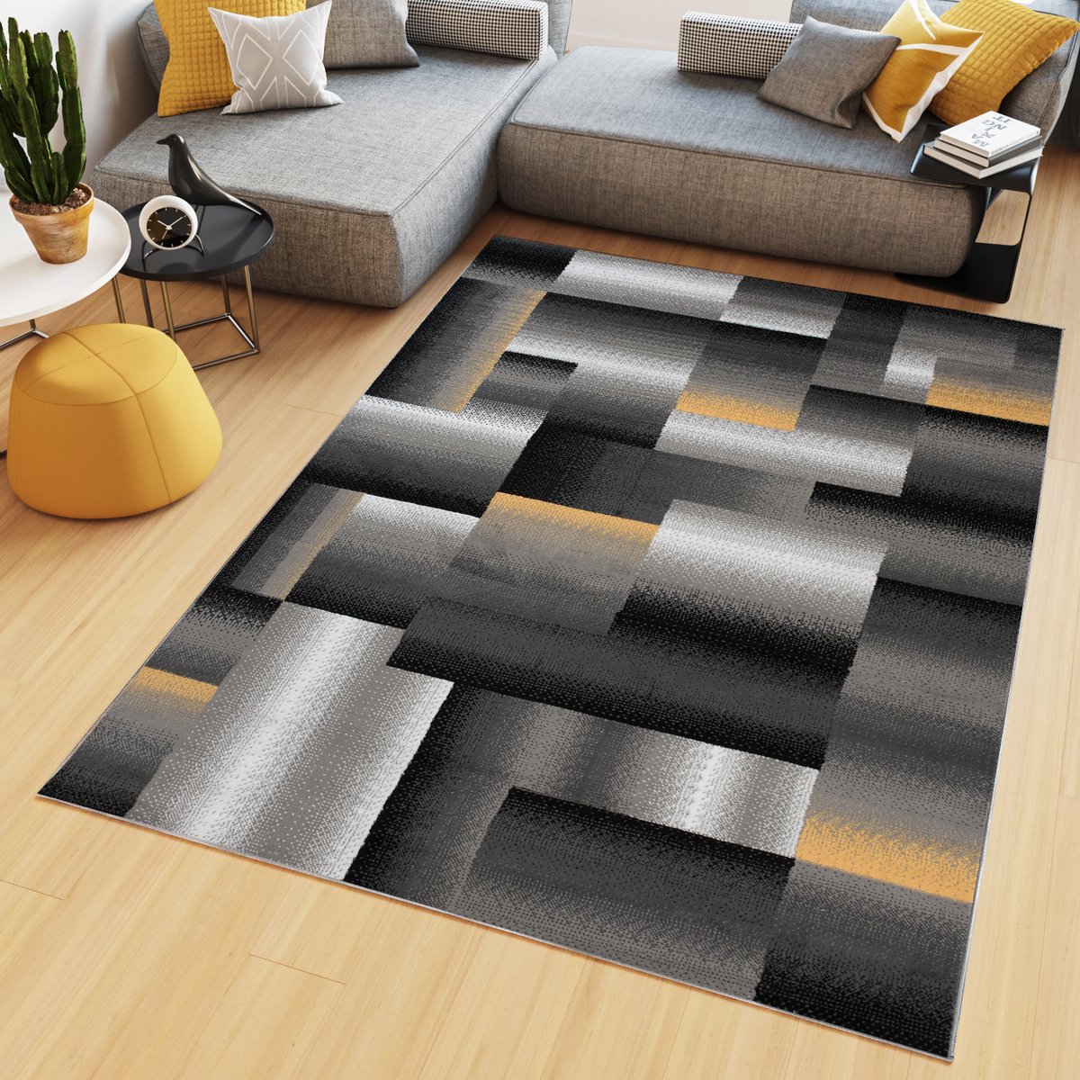Tapiso Maya Vloerkleed Grijs Woonkamer Kleed Tapijt Maat- 120x170 Grijs Geel 5