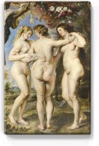 Schilderij - 3 Gratien - Peter Paul Rubens - 19,5 x 30 cm - Niet van echt te onderscheiden handgelakt schilderijtje op hout - Mooier dan een print op canvas.