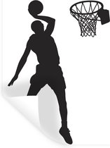 Muurstickers - Sticker Folie - Een illustratie van een silhouet van een basketbalspeler die dunkt - 120x160 cm - Plakfolie - Muurstickers Kinderkamer - Zelfklevend Behang XXL - Zelfklevend behangpapier - Stickerfolie