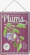 Esschert Design Wandbord Plums 1,3 X 28 X 40 Cm Staal Paars