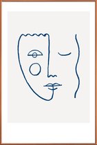JUNIQE - Poster met kunststof lijst Faces No. 2 -40x60 /Blauw & Wit