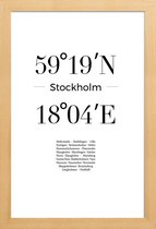 JUNIQE - Poster met houten lijst Stockholm -13x18 /Wit & Zwart