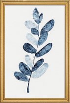 JUNIQE - Poster met houten lijst Blue Plant -13x18 /Blauw & Wit