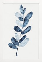 JUNIQE - Poster in houten lijst Blue Plant -40x60 /Blauw & Wit