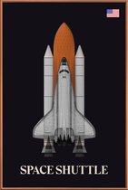 JUNIQE - Poster met kunststof lijst NASA space shuttle raket -13x18