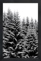JUNIQE - Poster in houten lijst Besneeuwde kerstbomen -30x45 /Grijs &