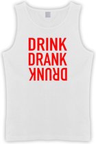 Witte Tanktop met “ Drink. Drank, Drunk “ print Rood  Size L