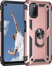 Anti-Shock Hybrid Ring Armor Hoesje Geschikt voor: Oppo A72 / A52 / A92 - rose goud