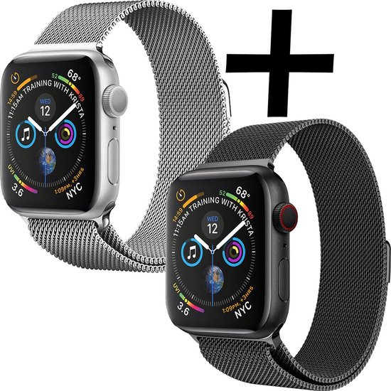 Milanees Horlogebandje Geschikt voor 38/40/41 mm Band Milanees - Bandje Geschikt voor 38/40/41 mm Bandje Milanees - Zwart & Zilver