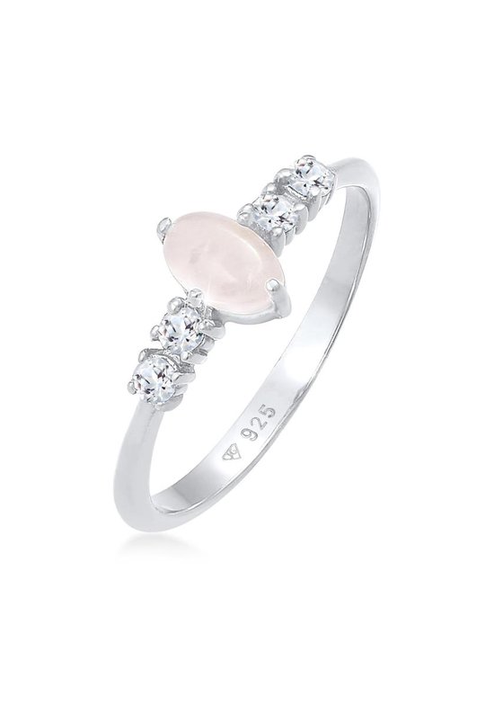 Foto: Elli premium dames ring dames ovale verloving elegant fonkelend met roze kwarts en topaas in 925 sterling zilver