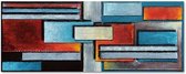 Schilderij - Panorama abstract, 150x60, rood/blauw, wanddecoratie