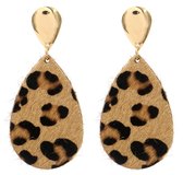 Oorbellen met Dierenprint - Oorhangers - 6,5x3 cm - Panter Bruin en Goudkleurig