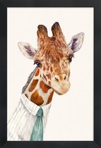 JUNIQE - Poster met houten lijst Mr Giraffe -13x18 /Bruin & Ivoor