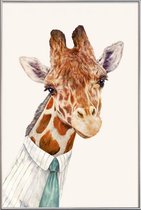 JUNIQE - Poster met kunststof lijst Mr Giraffe -30x45 /Bruin & Ivoor