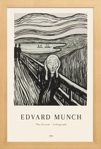 JUNIQE - Poster met houten lijst Munch - The Scream Lithograph -13x18