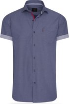 Cappuccino - Heren Korte Mouw Overhemd – Borstzakje – Navy
