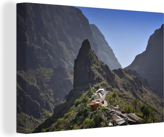 Une vue du village de montagne et des montagnes Tenerife Espagne 120x80 cm - Tirage photo sur toile (Décoration murale salon / chambre)
