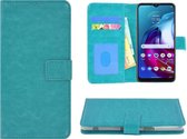 Hoesje Motorola Moto G10 - Book Case Wallet Turquoise Cover