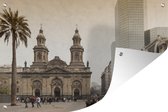 Tuindecoratie Plein in Santiago, Chili - 60x40 cm - Tuinposter - Tuindoek - Buitenposter