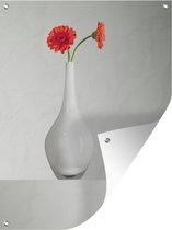 Tuinschilderij Vaas - Bloemen - Modern - 60x80 cm - Tuinposter - Tuindoek - Buitenposter