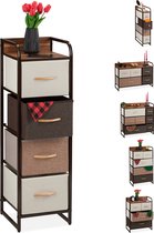 ladekast - 4 lades - stalen frame - 99,5 x 31 x 31,5 cm - slaapkamer - bruin