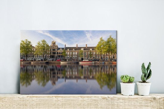 Canvas Schilderij Prinsengracht in het centrum van Amsterdam - 30x20 cm - Wanddecoratie