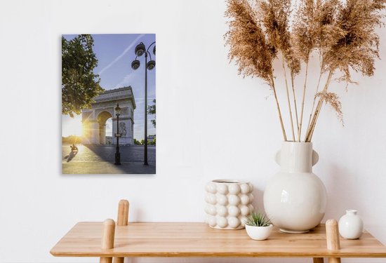 L'Arc de Triomphe à Paris au lever du soleil avec un ciel bleu clair Toile 20x30 cm - petit - Tirage photo sur toile (Décoration murale salon / chambre)