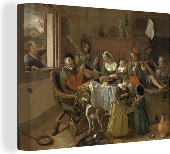 Canvas Schilderijen - Het huisgezin Jan Steen - cm - Wanddecoratie | bol.com