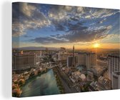 Canvas Schilderij Zonsopkomst - Las Vegas - Stad - 120x80 cm - Wanddecoratie