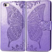Apple iPhone SE (2020) Hoesje - Mobigear - Butterfly Serie - Kunstlederen Bookcase - Paars - Hoesje Geschikt Voor Apple iPhone SE (2020)