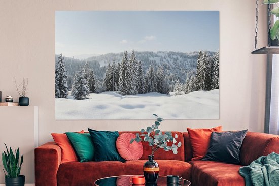 Tableau sur toile Paysage d'hiver enneigé par temps clair - 150x100 cm - Décoration murale