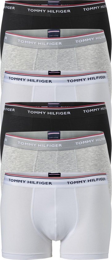 Tommy Hilfiger trunks (2x 3-pack) - heren boxers normale lengte - zwart -  wit en grijs... | bol.com
