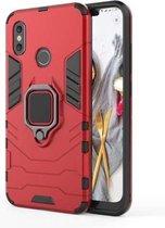 PC + TPU schokbestendige beschermhoes voor Geschikt voor Xiaomi Redmi Note 5, met magnetische ringhouder (rood)