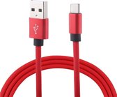 1 m vlak snoer USB A naar Type-C Snel opladen Data Sync Laadkabel, voor Galaxy, Huawei, Xiaomi, LG, HTC en andere slimme telefoons (rood)