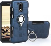 Voor Motorola Moto G4 Plus 2 in 1 Cube PC + TPU beschermhoes met 360 graden draaien zilveren ringhouder (marineblauw)