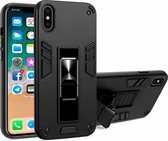 2-in-1 pc + TPU schokbestendige beschermhoes met onzichtbare houder voor iPhone X / XS (zwart)