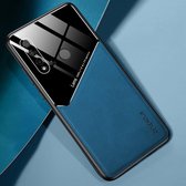 Voor Huawei nova 5i All-inclusive leer + organische glazen beschermhoes met metalen ijzeren plaat (blauw)