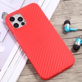 Carbon Fiber Texture PP beschermhoes voor iPhone 12 Pro Max (rood)