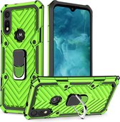 Voor Motorola Moto E7 / E (2020) Cool Armor PC + TPU schokbestendig hoesje met 360 graden rotatie ringhouder (groen)