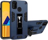 Voor Samsung Galaxy M30s 2 in 1 pc + TPU schokbestendige beschermhoes met onzichtbare houder (blauw)