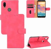 Voor UMIDIGI A3S effen kleur huidgevoel magnetische gesp horizontale flip kalf textuur PU lederen tas met houder & kaartsleuven & portemonnee (rose rood)