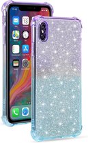 Voor iPhone XR gradiënt glitter poeder schokbestendig TPU beschermhoes (paars blauw)