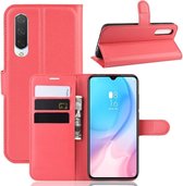 Litchi Texture Horizontale Flip Leren Case voor Xiaomi Mi CC9, met Portemonnee & Houder & Kaartsleuven (Rood)