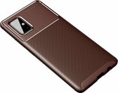Voor OnePlus 8T koolstofvezel textuur schokbestendig TPU-hoesje (bruin)