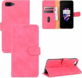 Voor OnePlus 5 Effen Kleur Huidgevoel Magnetische Gesp Horizontale Flip Kalfsstructuur PU Lederen Hoesje met Houder & Kaartsleuven & Portemonnee (Rose Rood)