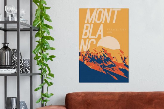 Illustration du Mont Blanc au coucher du soleil sur toile 2cm 40x60 cm - Tirage photo sur toile (Décoration murale salon / chambre)