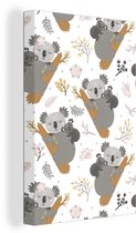 Canvas Schilderij Patroon - Koala - Slapen - 40x60 cm - Wanddecoratie