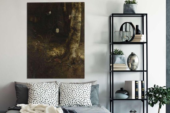 Sol forestier avec un serpent, des lézards, des papillons et autres insectes - Otto Marseus van Schrieck 90x120 cm - Tirage photo sur toile (Décoration murale salon / chambre)