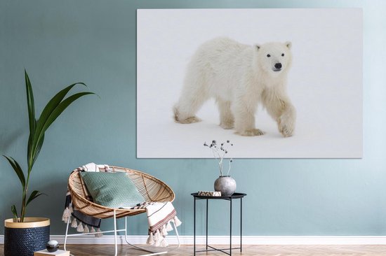 Tableaux sur Peintures Ours Polaire - Neige - Wit - 150x100 cm - Décoration murale