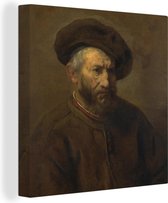 Canvas Schilderij Zelfportret - Schilderij van Rembrandt van Rijn - 50x50 cm - Wanddecoratie